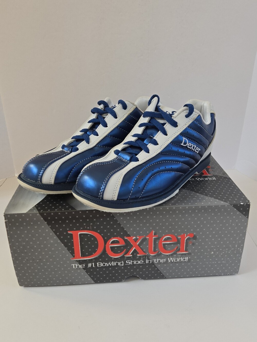 Dexter Groove Women's Bowling Shoes 8.5 M Metallic Navy Blue White Slide-Rite